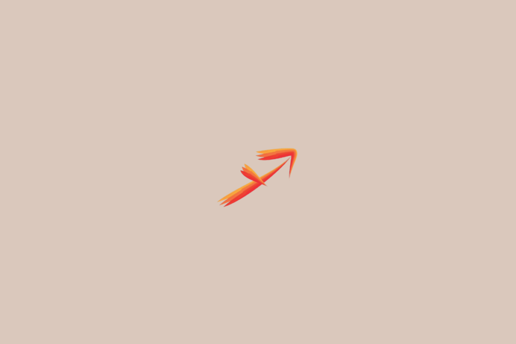 Ilustração do signo de Sagitário, na cor laranja, centralizada sobre um fundo bege-claro
