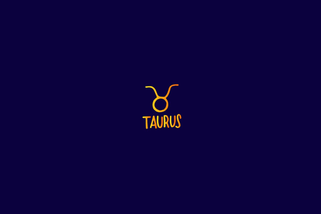 Ilustração do signo de touro em amarelo e centralizado em fundo azul-escuro
