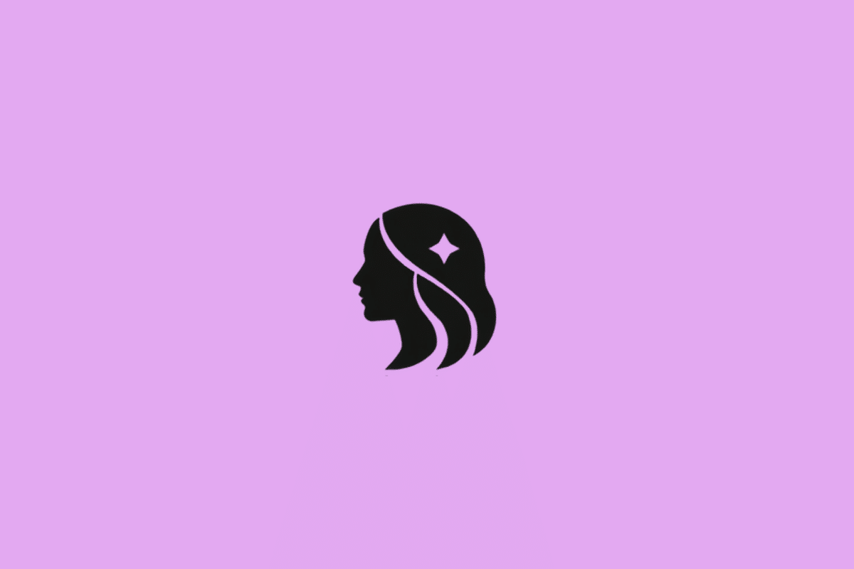 Símbolo do signo de Virgem em preto com uma estrela em fundo roxo