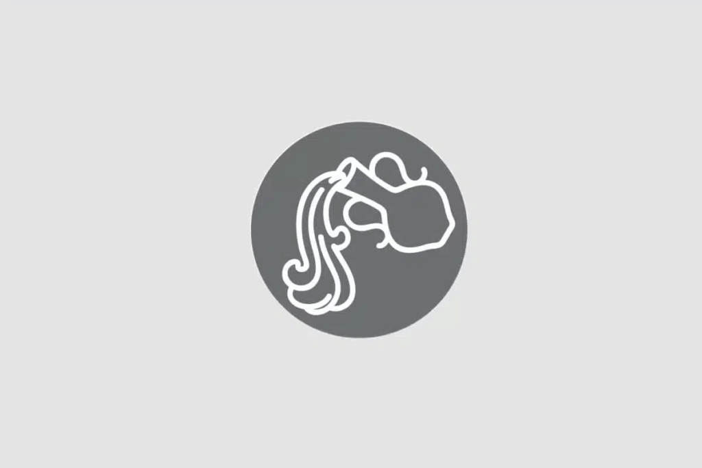 Ilustração do signo de Aquário contendo um jarro derramando água, em fundo cinza