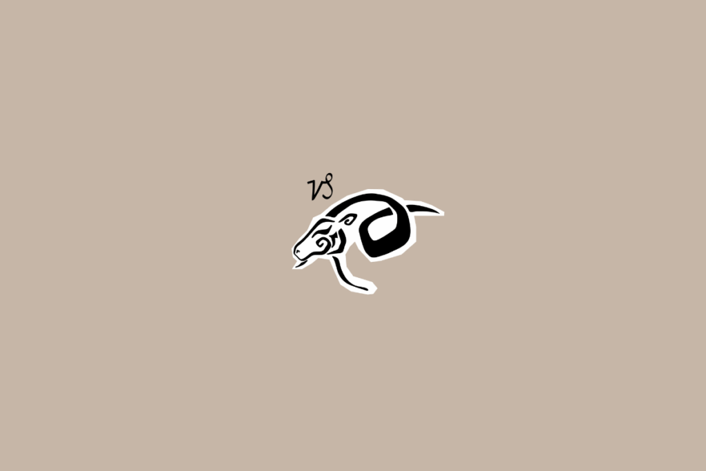 Ilustração estilizada em preto e branco de uma cabra, representando o signo de Capricórnio, em fundo bege