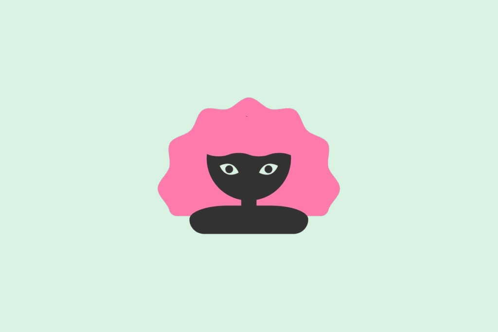 Ilustração do signo Virgem, contendo uma figura feminina preta com cabelos volumosos rosa, em fundo verde-menta.