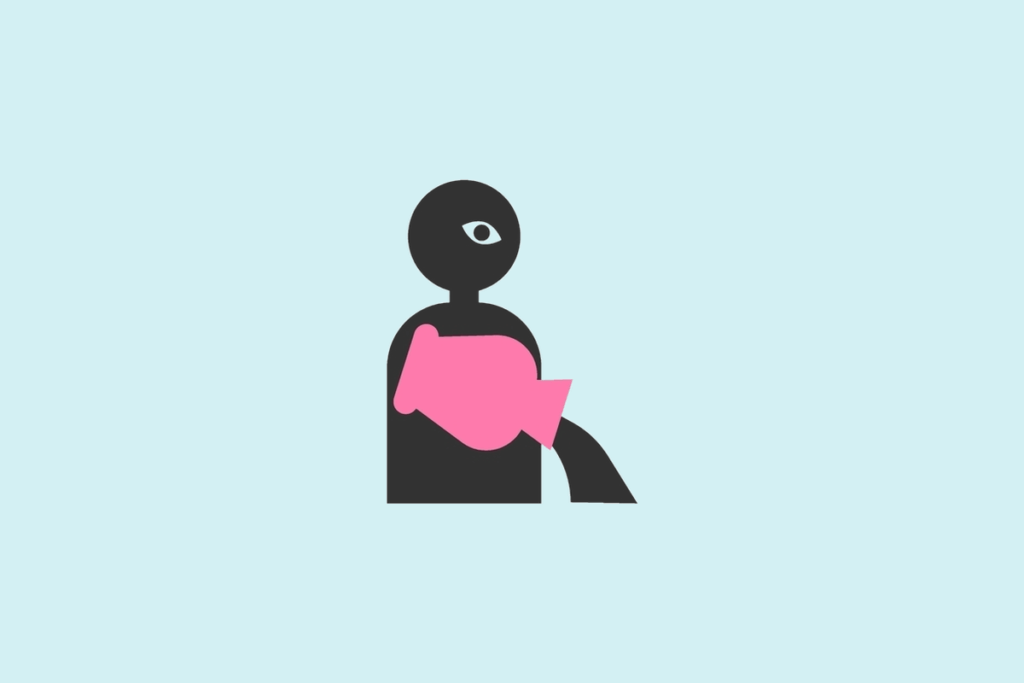 Ilustração do signo Aquário, contendo uma figura humana preta segurando um jarro rosa do qual escorre água, em fundo azul-turquesa.